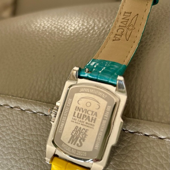 Invicta Women\'s Teal and Yellow Leather Strap Watch with Silver Case main image 4